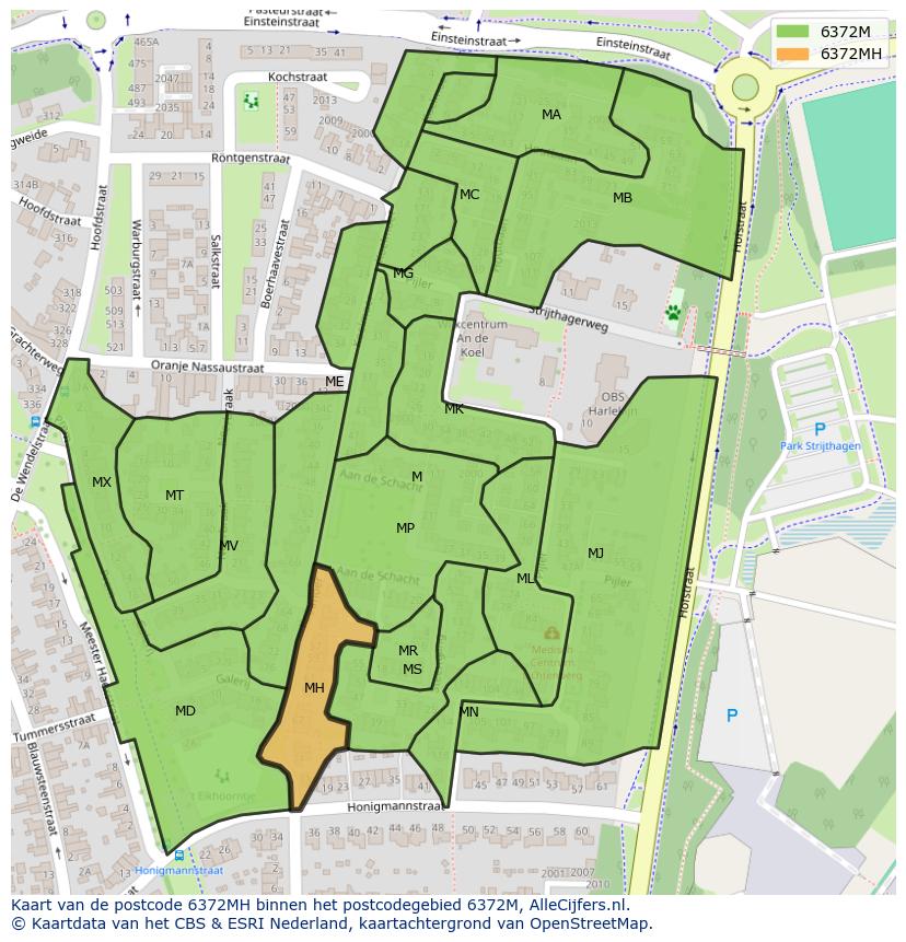 Afbeelding van het postcodegebied 6372 MH op de kaart.