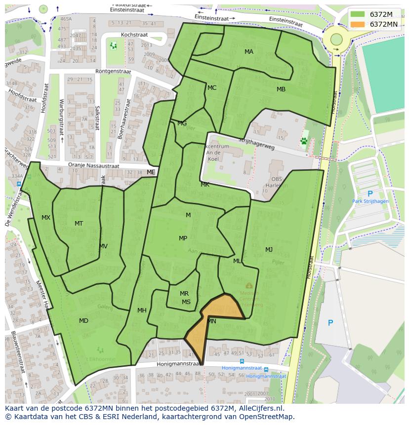 Afbeelding van het postcodegebied 6372 MN op de kaart.