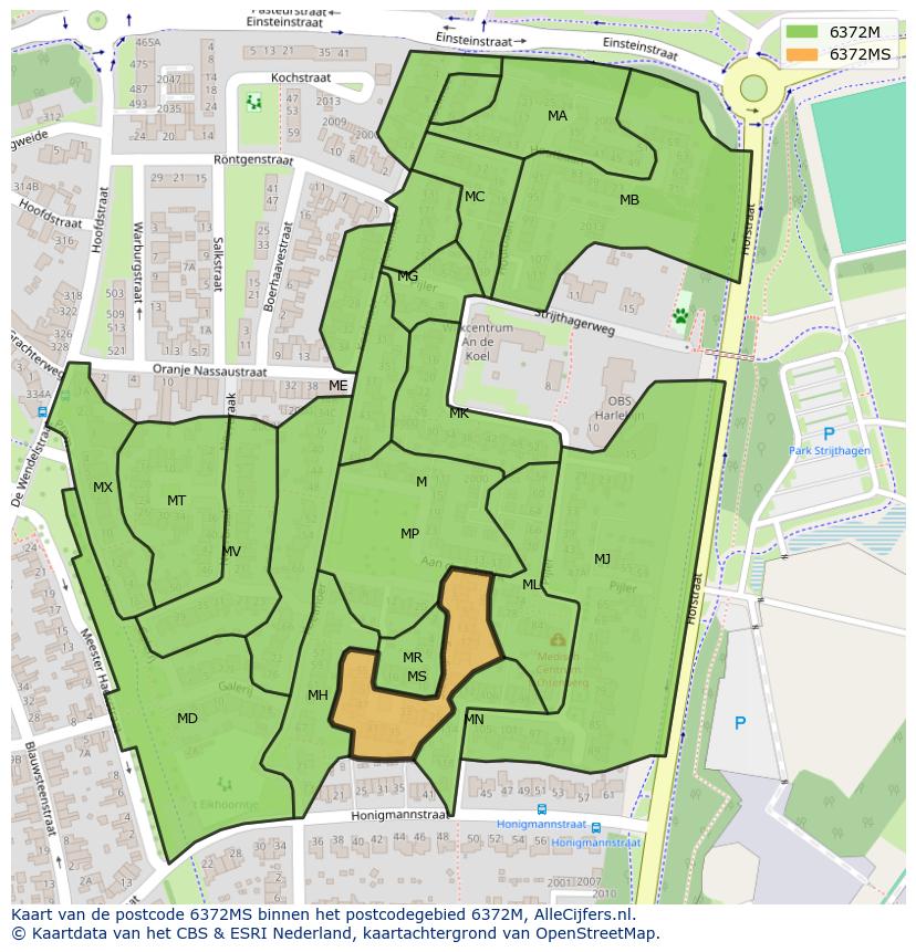 Afbeelding van het postcodegebied 6372 MS op de kaart.