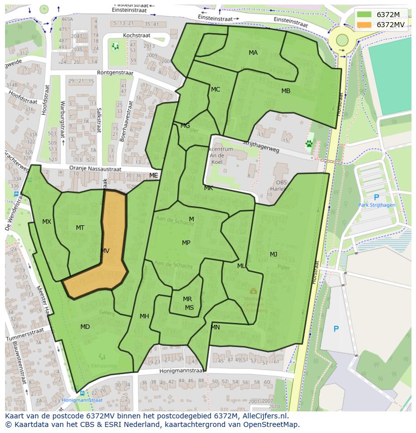 Afbeelding van het postcodegebied 6372 MV op de kaart.