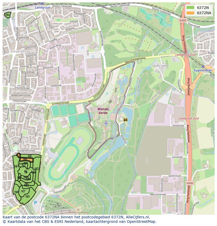 Afbeelding van het postcodegebied 6372 NA op de kaart.