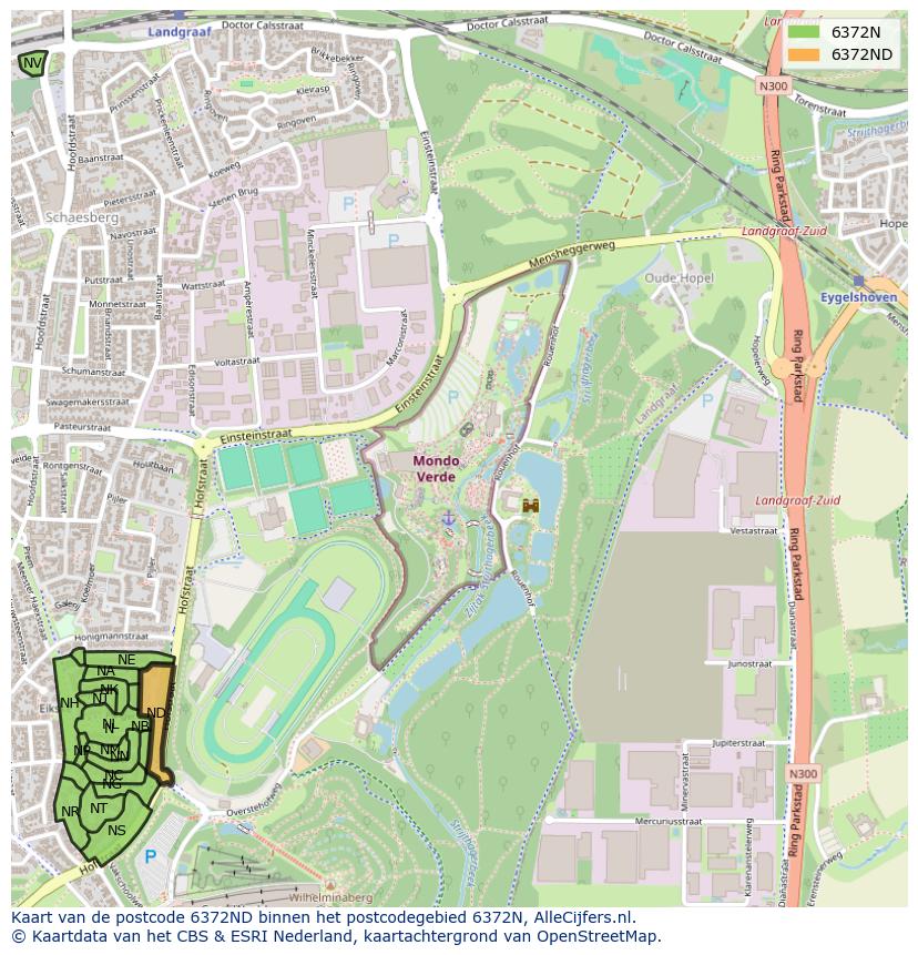 Afbeelding van het postcodegebied 6372 ND op de kaart.