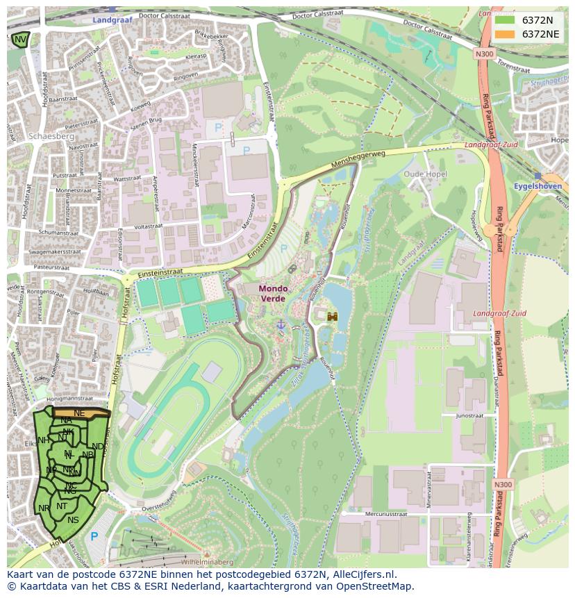 Afbeelding van het postcodegebied 6372 NE op de kaart.