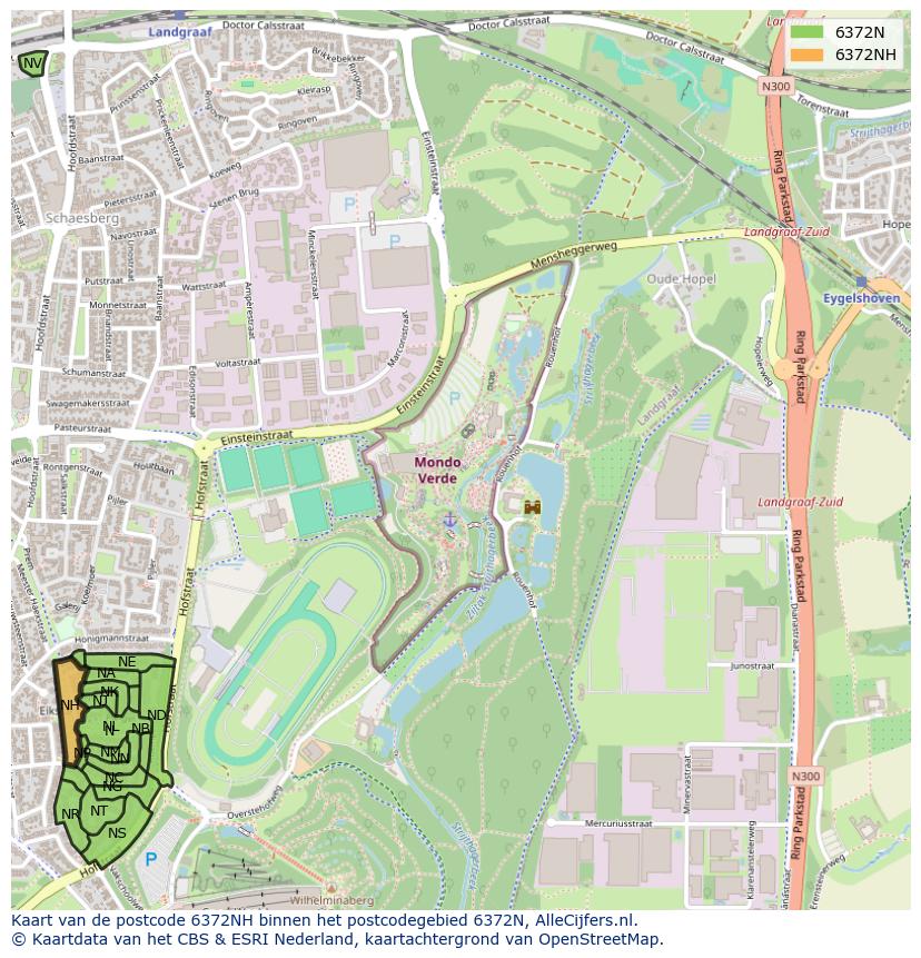 Afbeelding van het postcodegebied 6372 NH op de kaart.