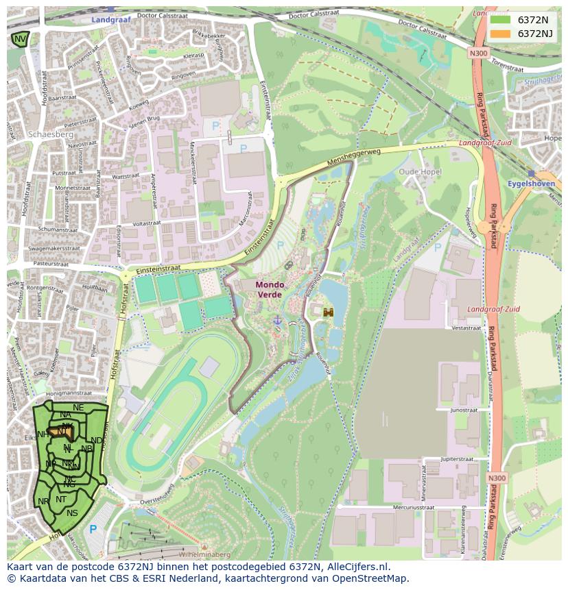 Afbeelding van het postcodegebied 6372 NJ op de kaart.
