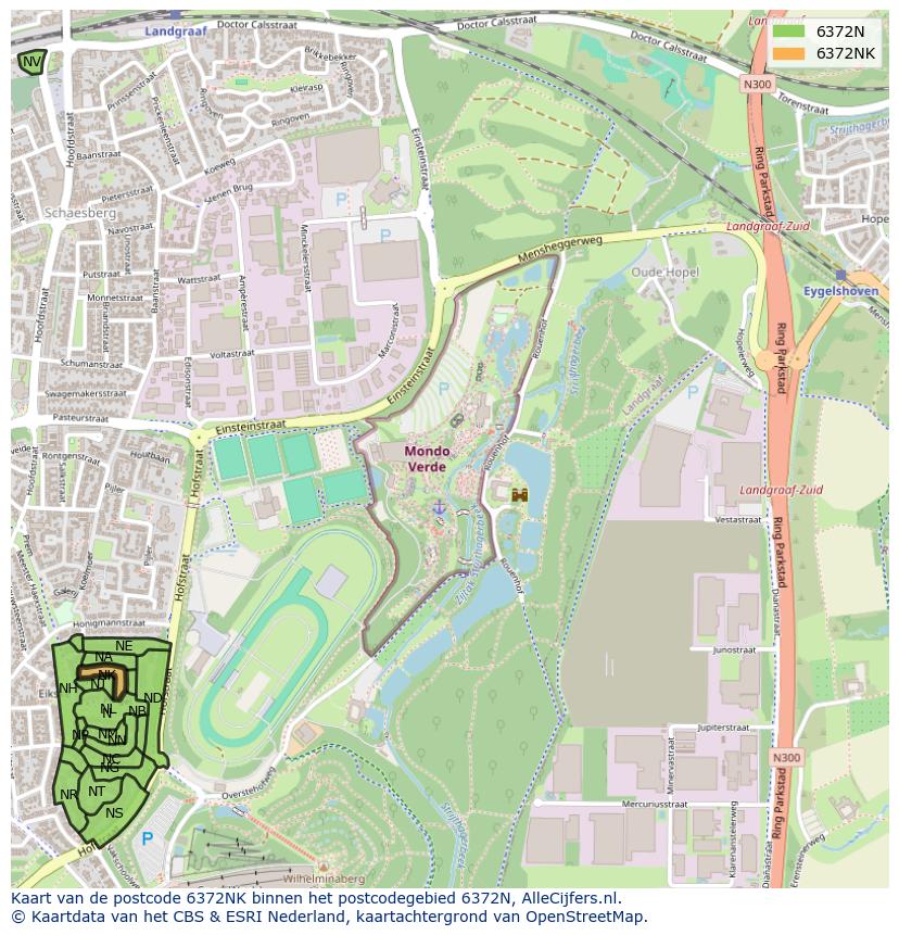 Afbeelding van het postcodegebied 6372 NK op de kaart.