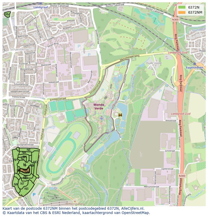 Afbeelding van het postcodegebied 6372 NM op de kaart.