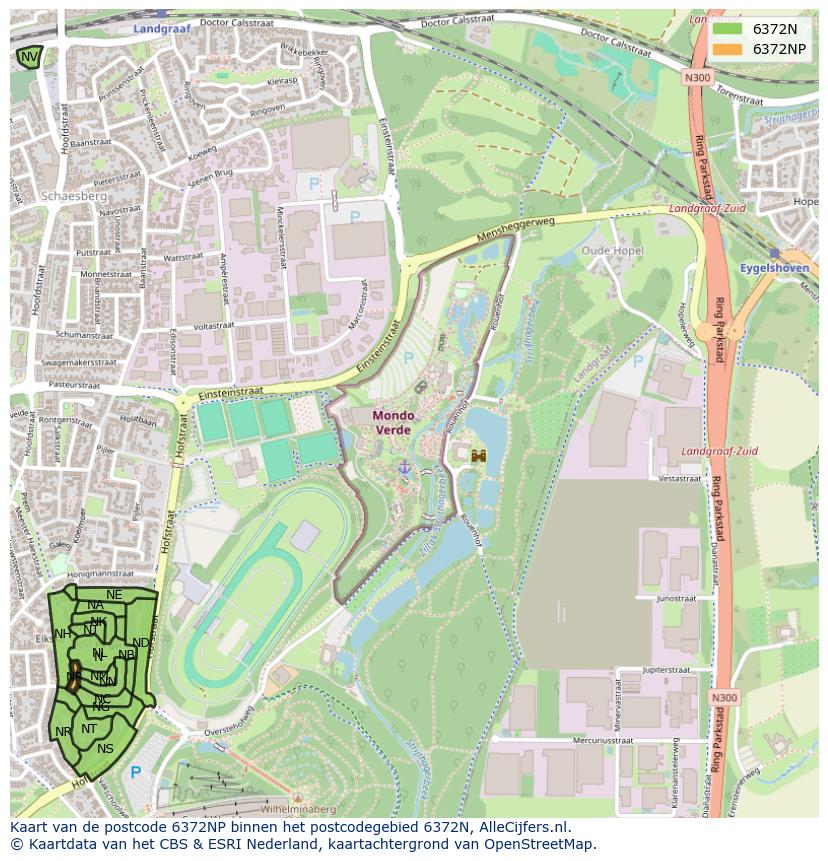 Afbeelding van het postcodegebied 6372 NP op de kaart.