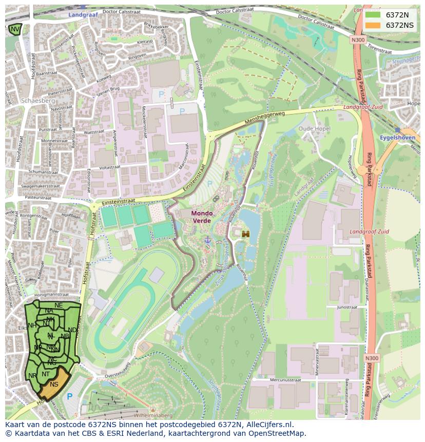 Afbeelding van het postcodegebied 6372 NS op de kaart.