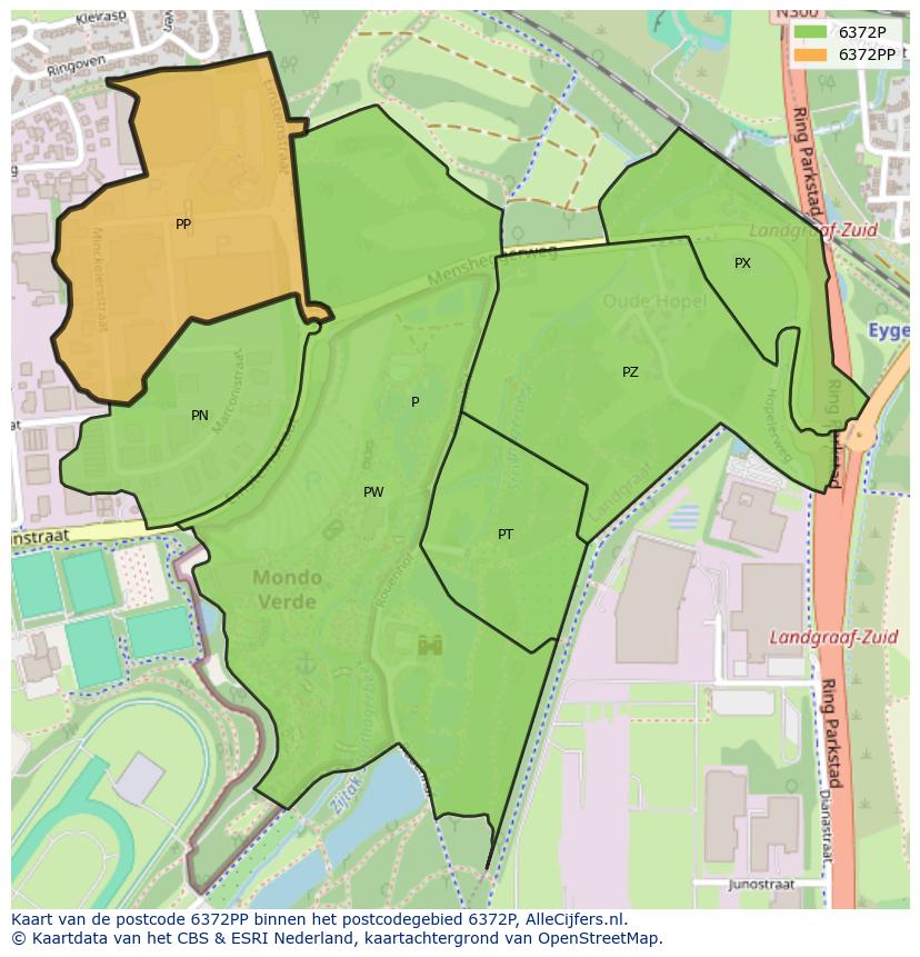 Afbeelding van het postcodegebied 6372 PP op de kaart.