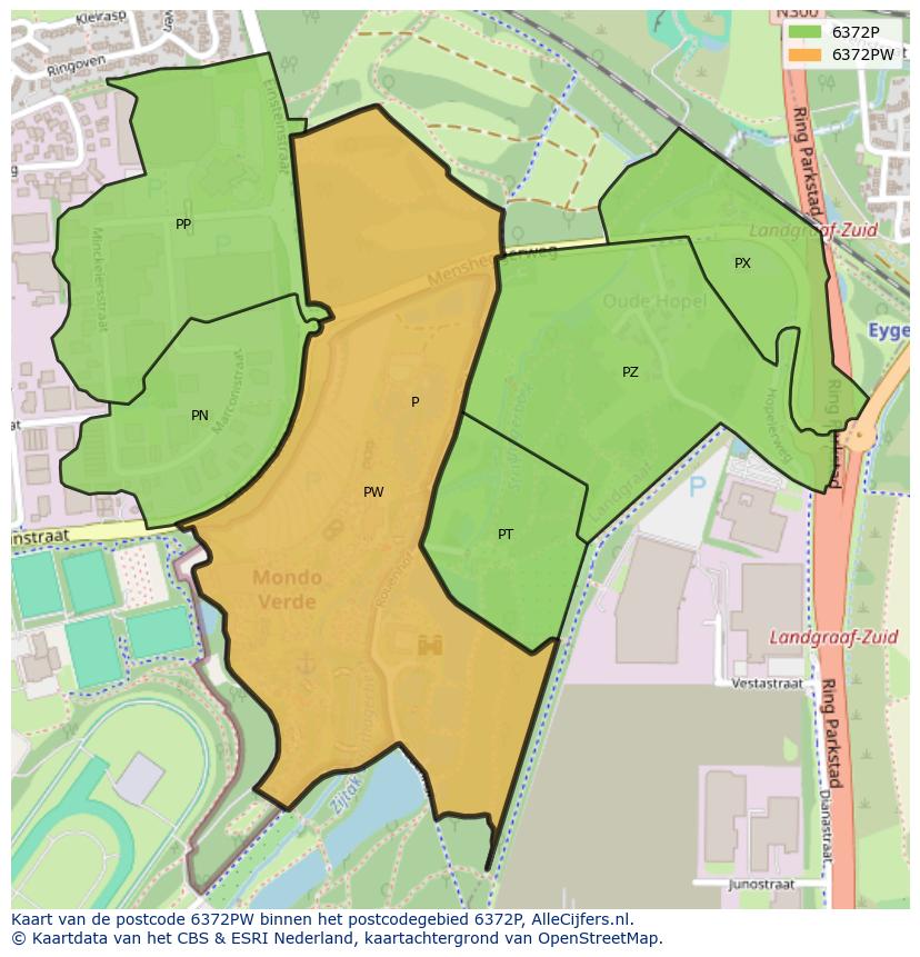 Afbeelding van het postcodegebied 6372 PW op de kaart.