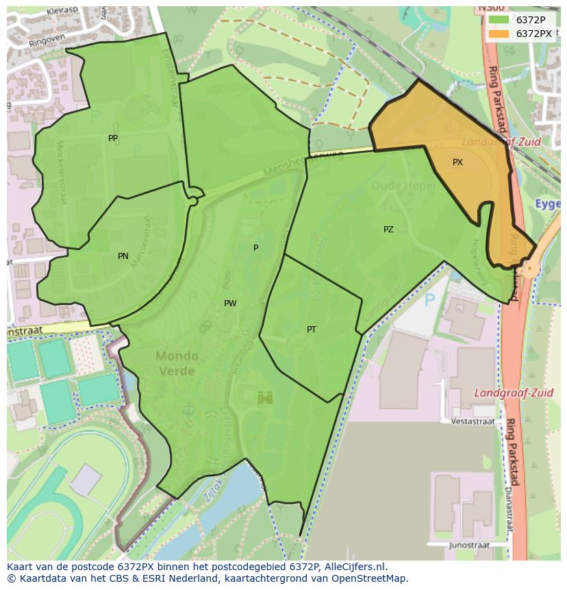 Afbeelding van het postcodegebied 6372 PX op de kaart.