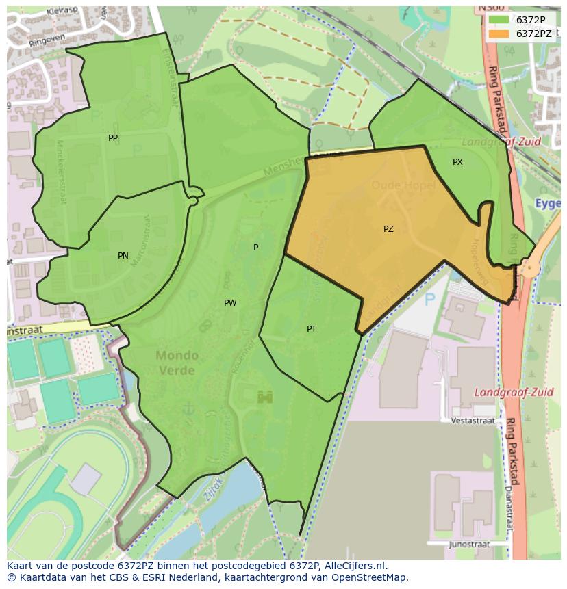 Afbeelding van het postcodegebied 6372 PZ op de kaart.