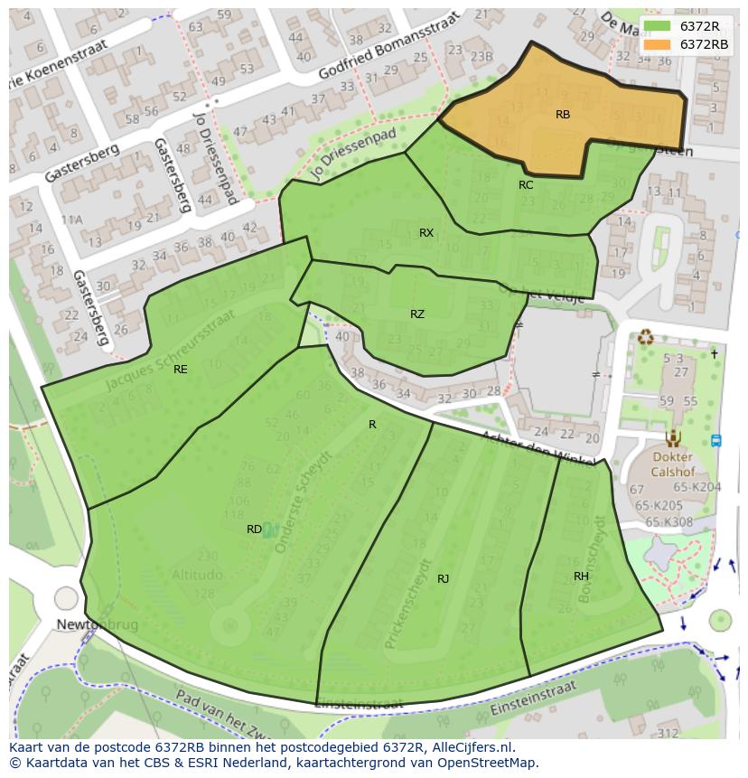 Afbeelding van het postcodegebied 6372 RB op de kaart.