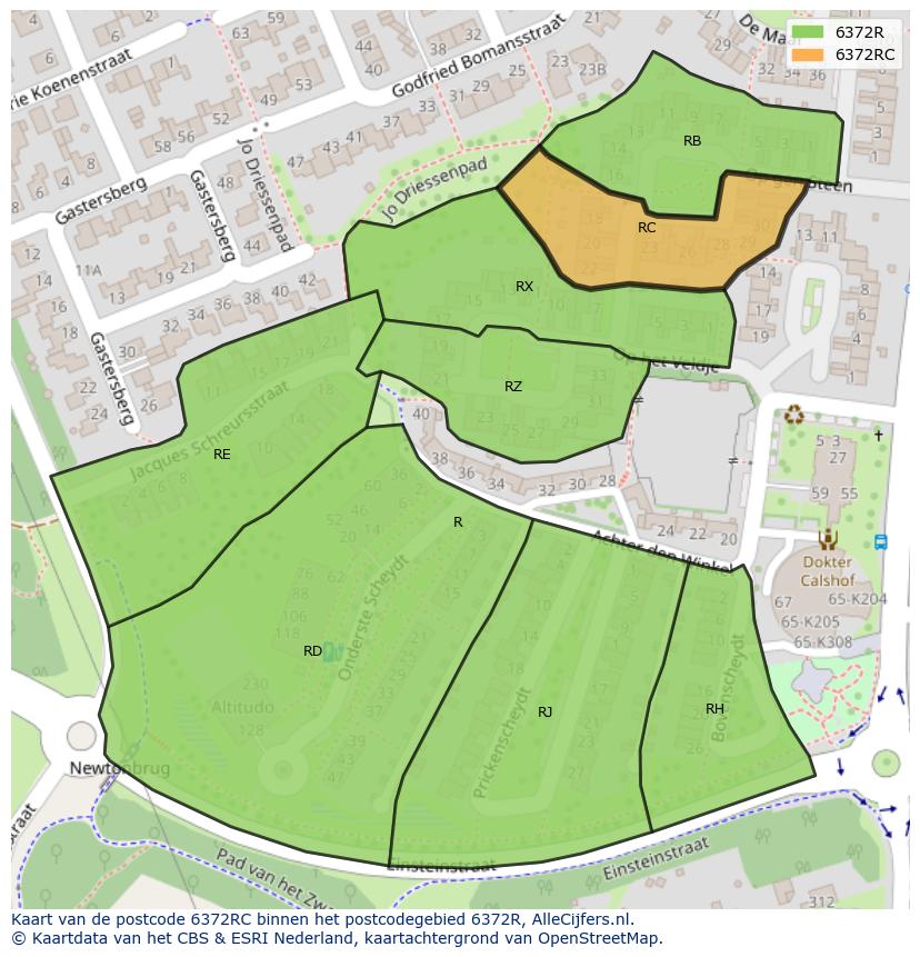 Afbeelding van het postcodegebied 6372 RC op de kaart.