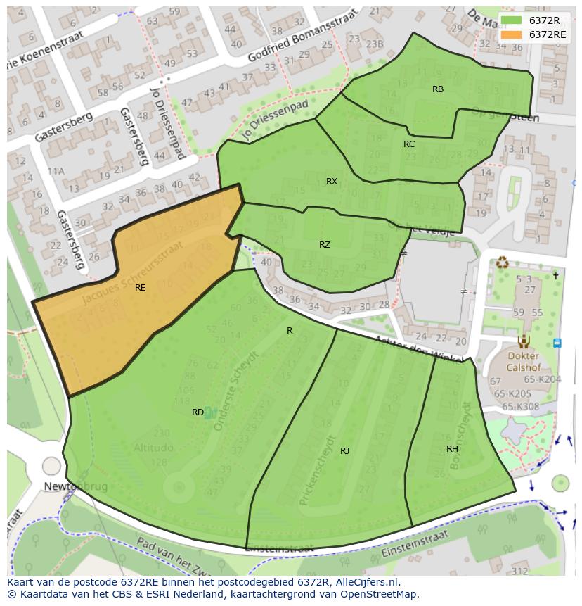 Afbeelding van het postcodegebied 6372 RE op de kaart.