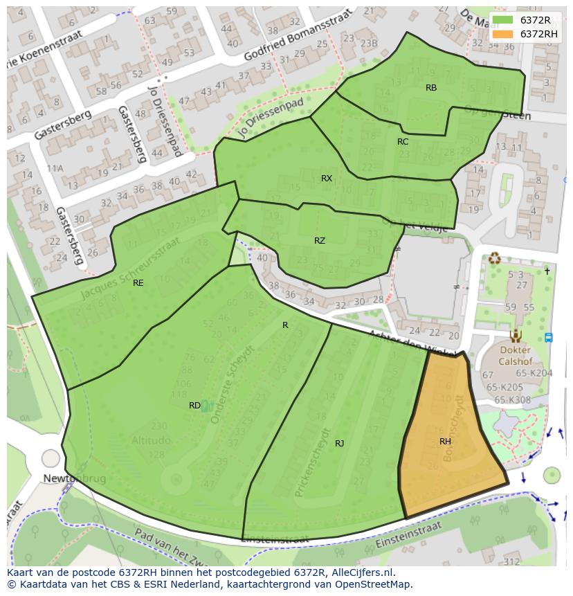 Afbeelding van het postcodegebied 6372 RH op de kaart.