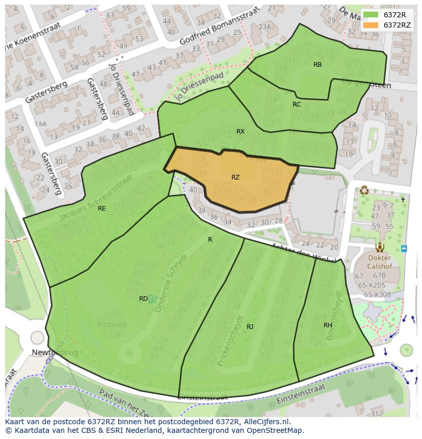 Afbeelding van het postcodegebied 6372 RZ op de kaart.
