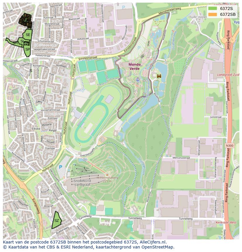 Afbeelding van het postcodegebied 6372 SB op de kaart.