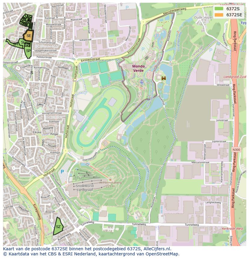Afbeelding van het postcodegebied 6372 SE op de kaart.