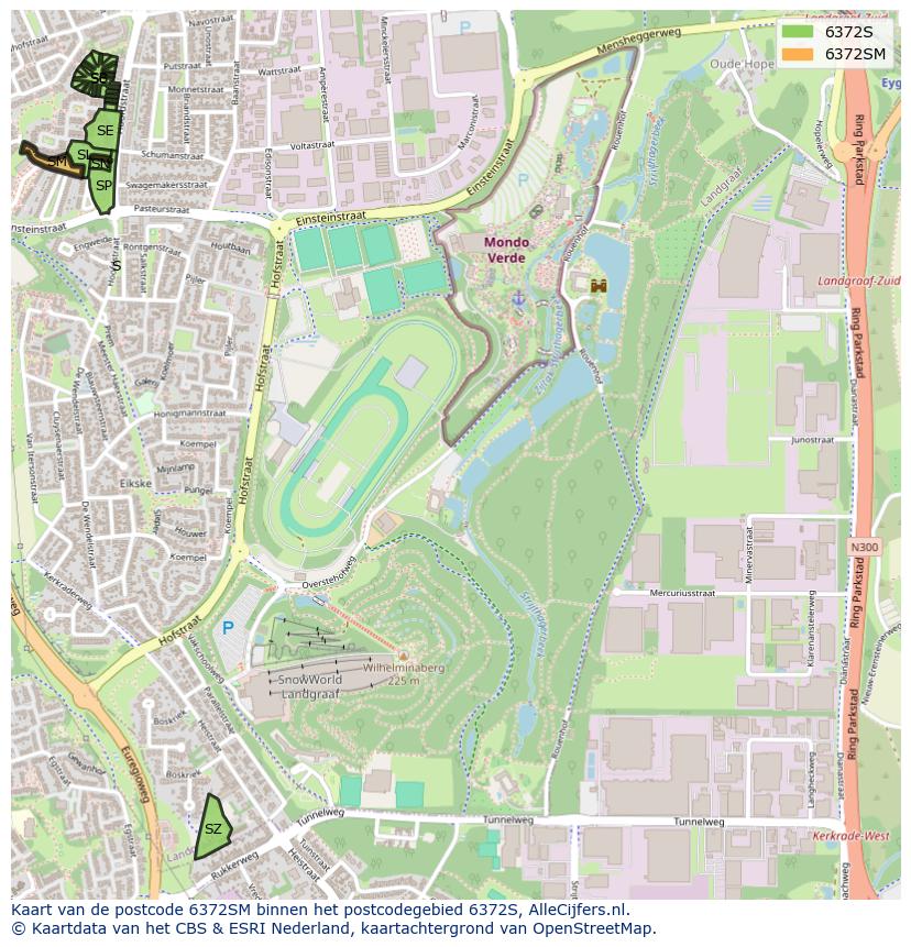 Afbeelding van het postcodegebied 6372 SM op de kaart.