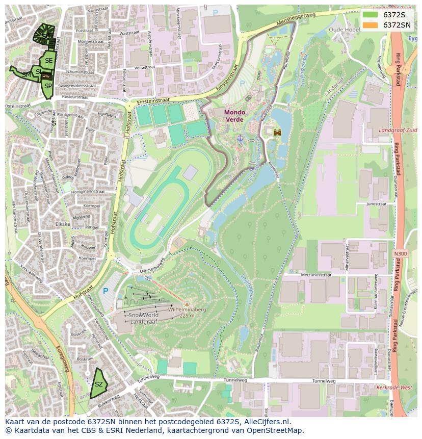 Afbeelding van het postcodegebied 6372 SN op de kaart.