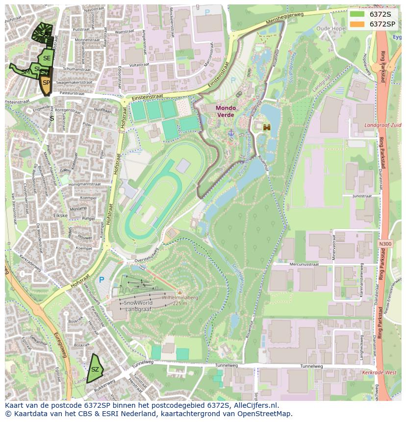 Afbeelding van het postcodegebied 6372 SP op de kaart.