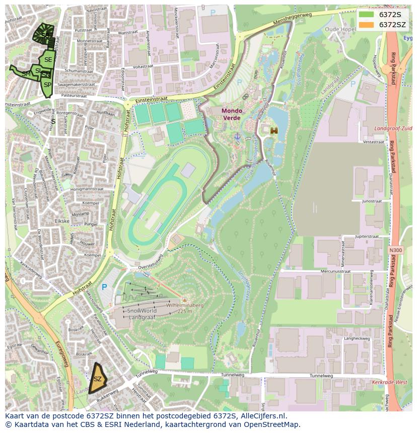Afbeelding van het postcodegebied 6372 SZ op de kaart.