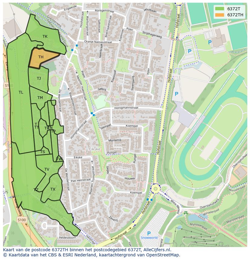Afbeelding van het postcodegebied 6372 TH op de kaart.