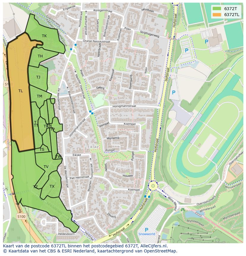 Afbeelding van het postcodegebied 6372 TL op de kaart.
