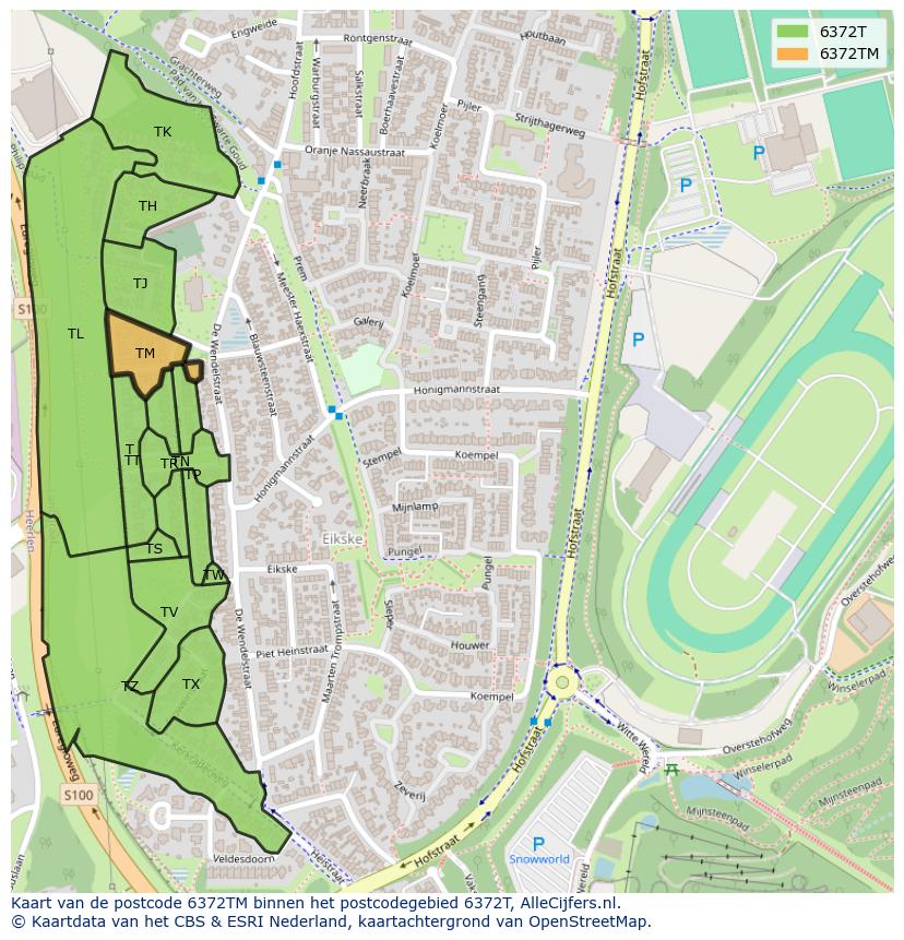 Afbeelding van het postcodegebied 6372 TM op de kaart.