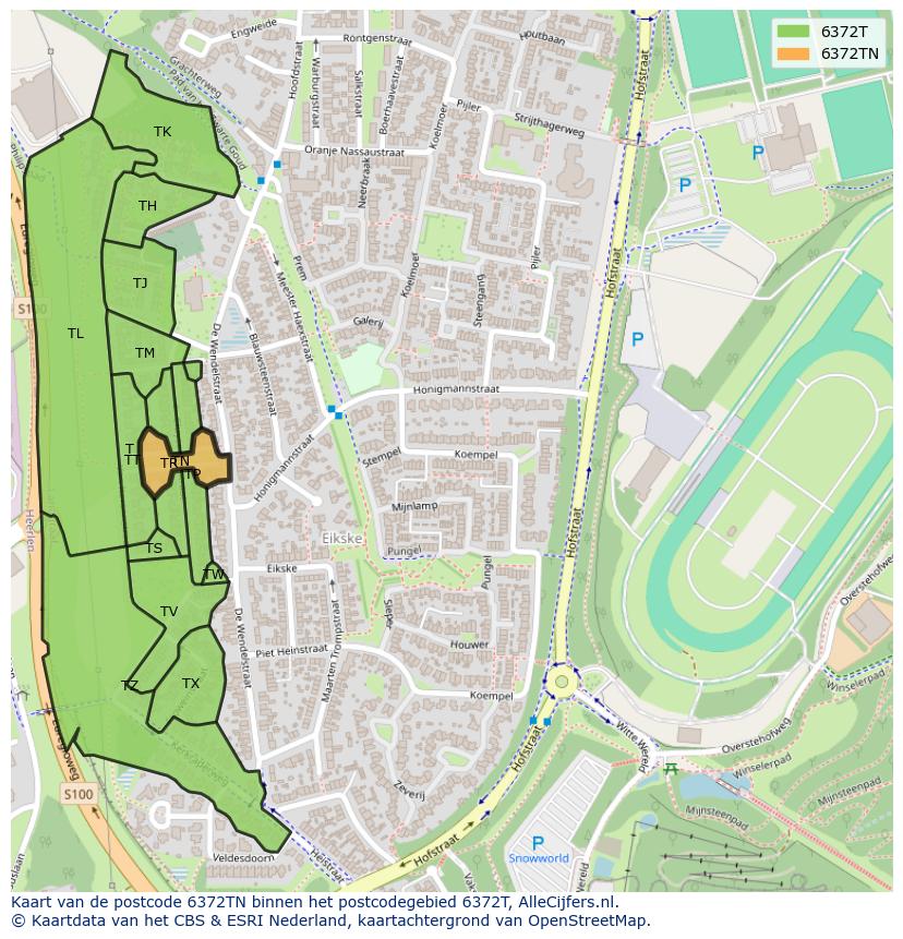 Afbeelding van het postcodegebied 6372 TN op de kaart.