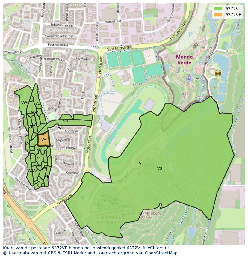 Afbeelding van het postcodegebied 6372 VE op de kaart.