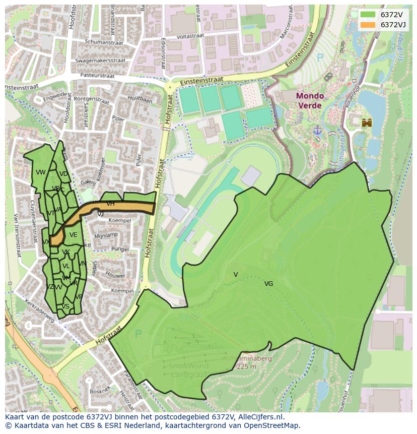 Afbeelding van het postcodegebied 6372 VJ op de kaart.