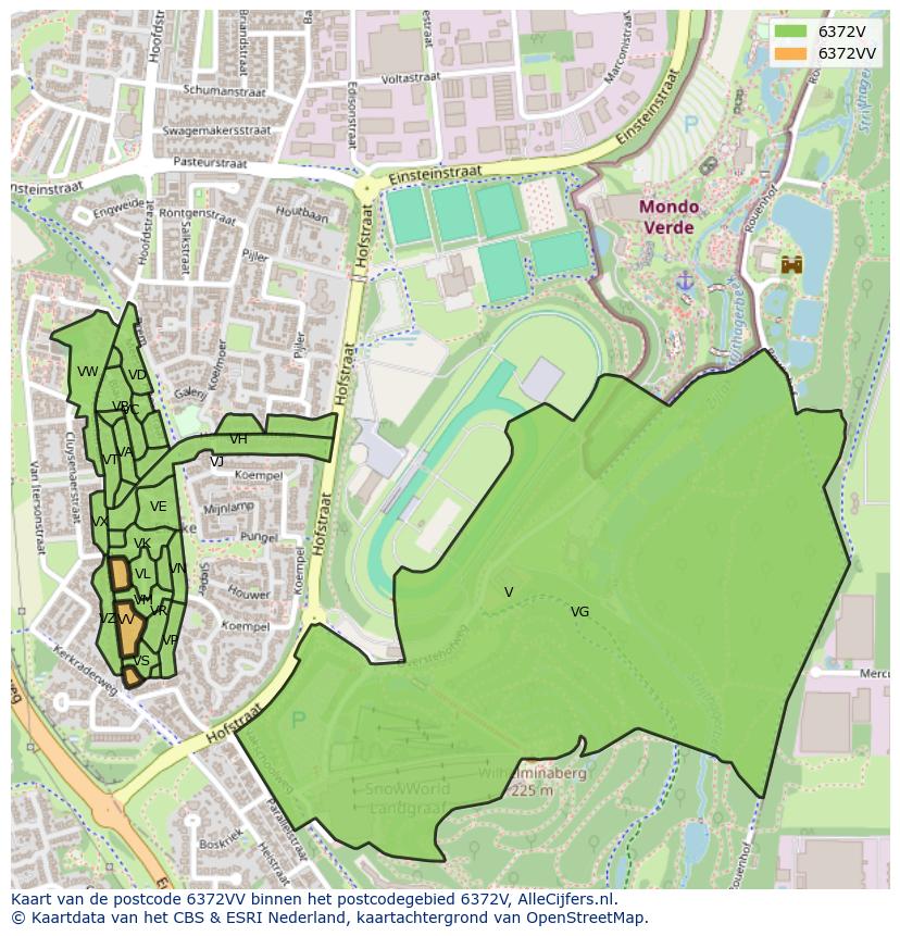 Afbeelding van het postcodegebied 6372 VV op de kaart.