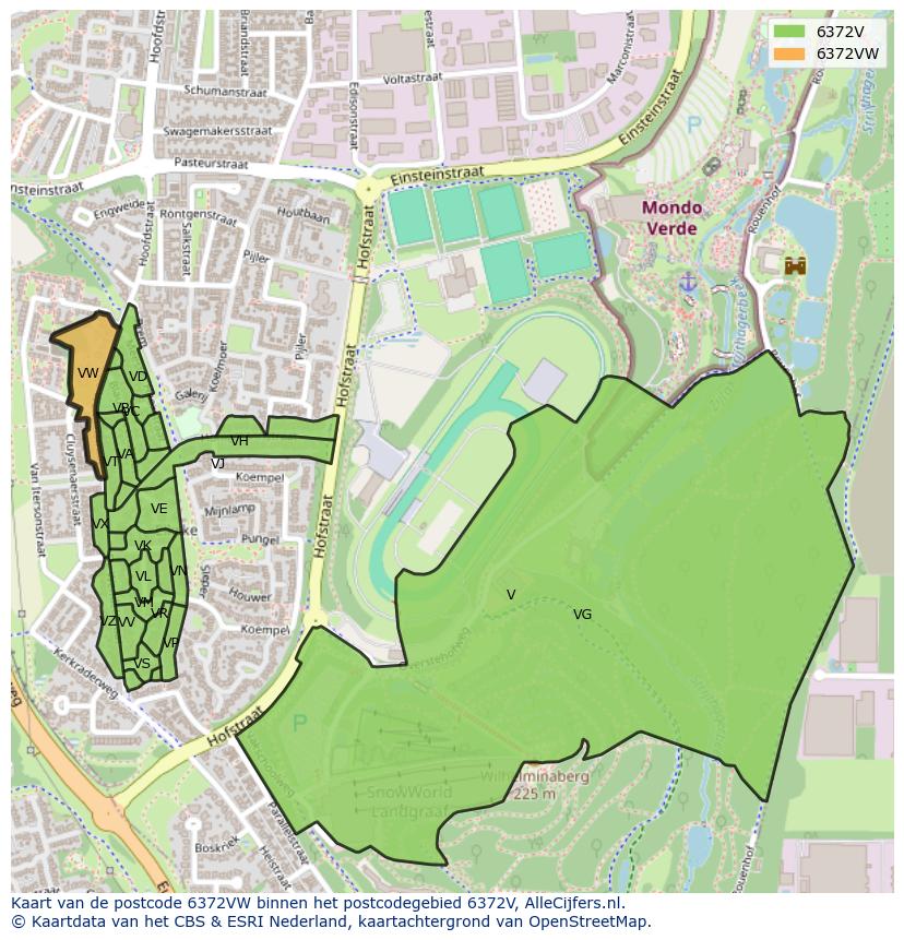 Afbeelding van het postcodegebied 6372 VW op de kaart.