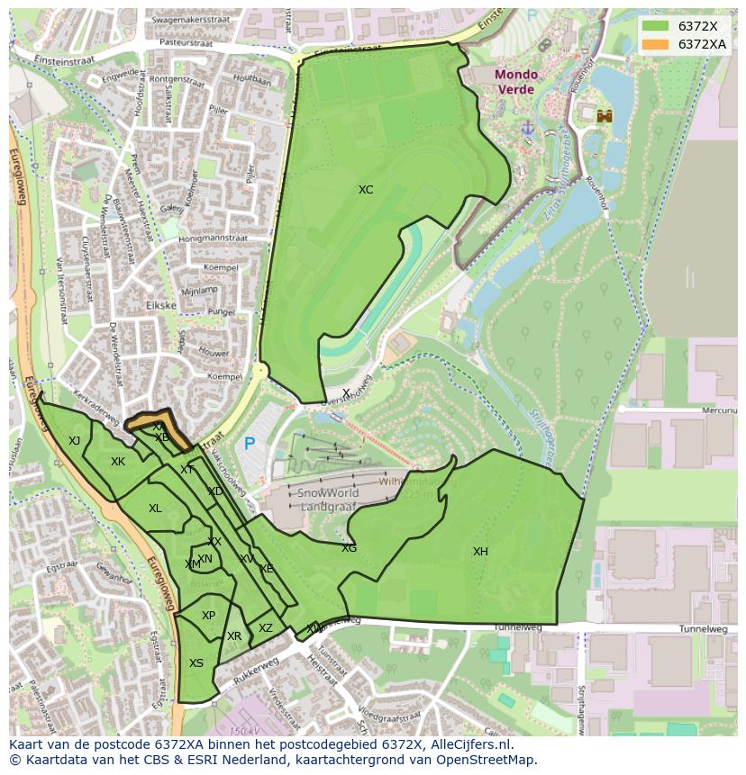 Afbeelding van het postcodegebied 6372 XA op de kaart.