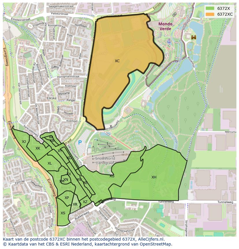 Afbeelding van het postcodegebied 6372 XC op de kaart.