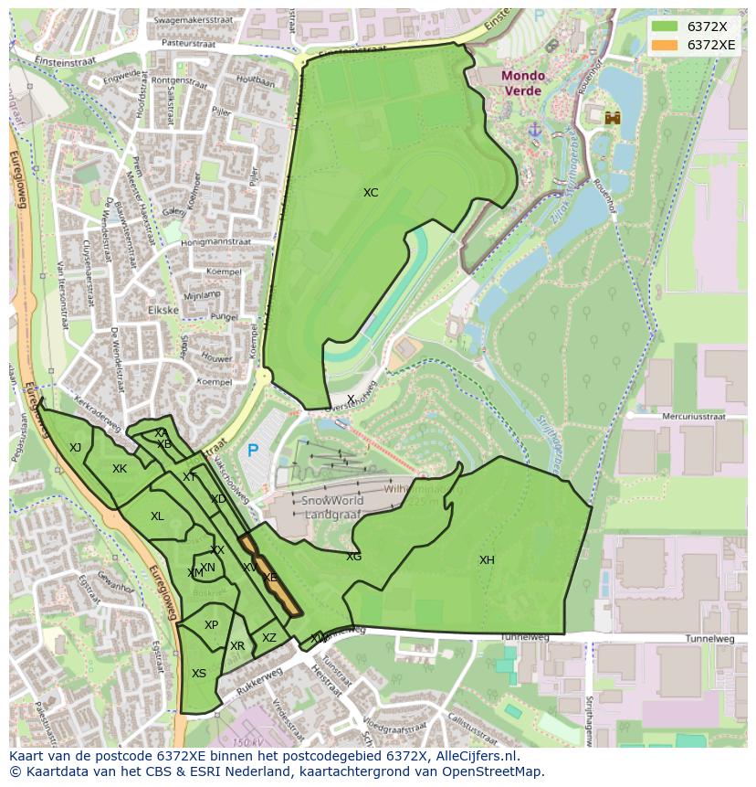 Afbeelding van het postcodegebied 6372 XE op de kaart.