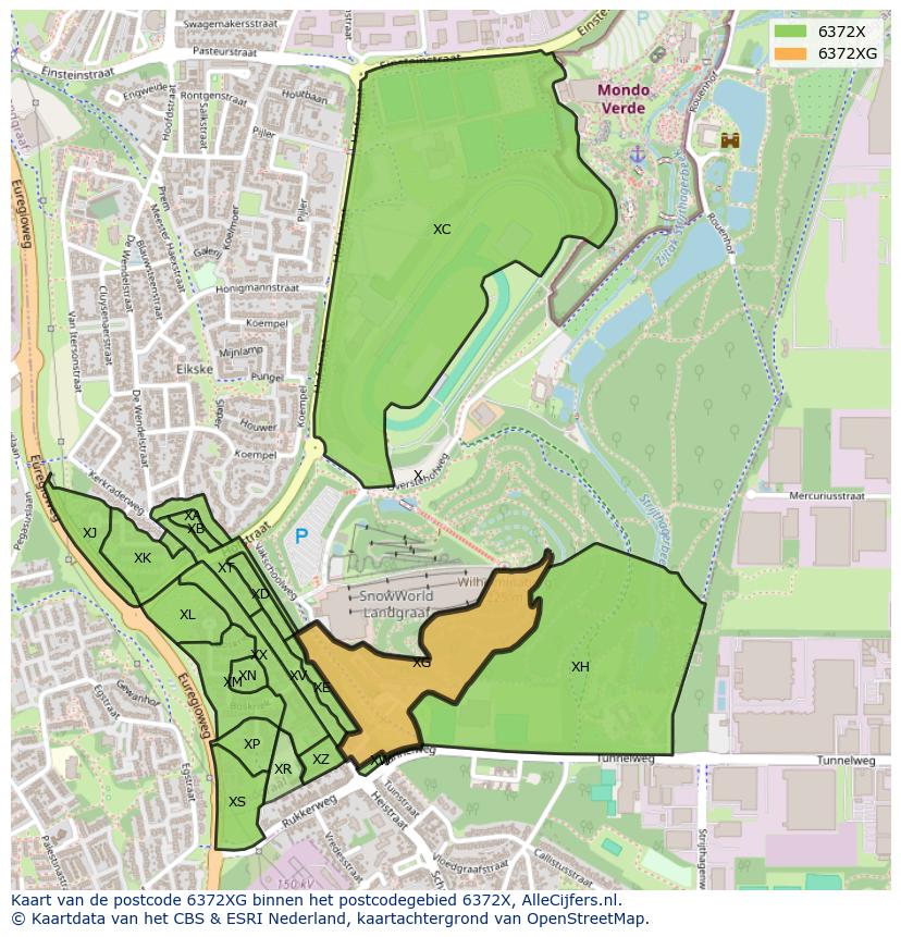 Afbeelding van het postcodegebied 6372 XG op de kaart.