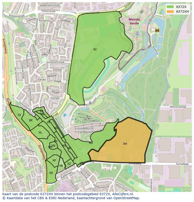 Afbeelding van het postcodegebied 6372 XH op de kaart.