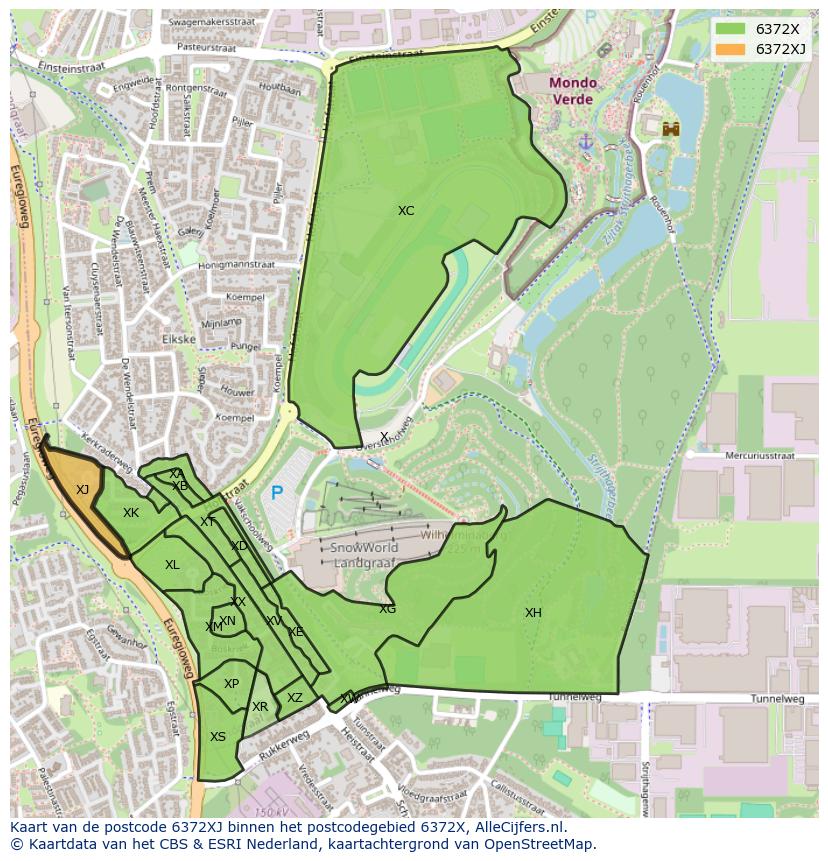 Afbeelding van het postcodegebied 6372 XJ op de kaart.