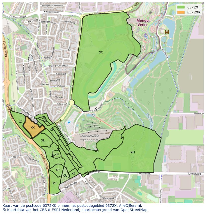 Afbeelding van het postcodegebied 6372 XK op de kaart.