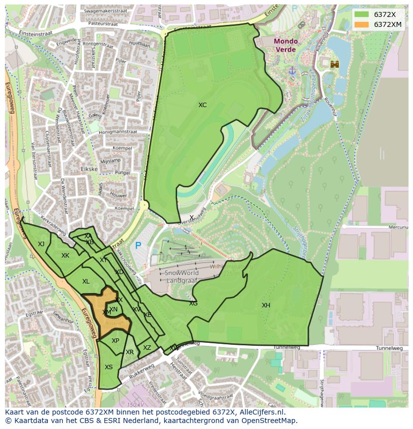 Afbeelding van het postcodegebied 6372 XM op de kaart.