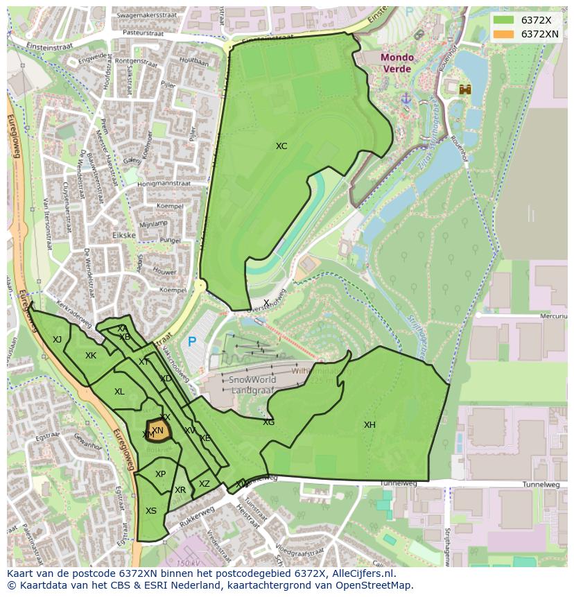 Afbeelding van het postcodegebied 6372 XN op de kaart.