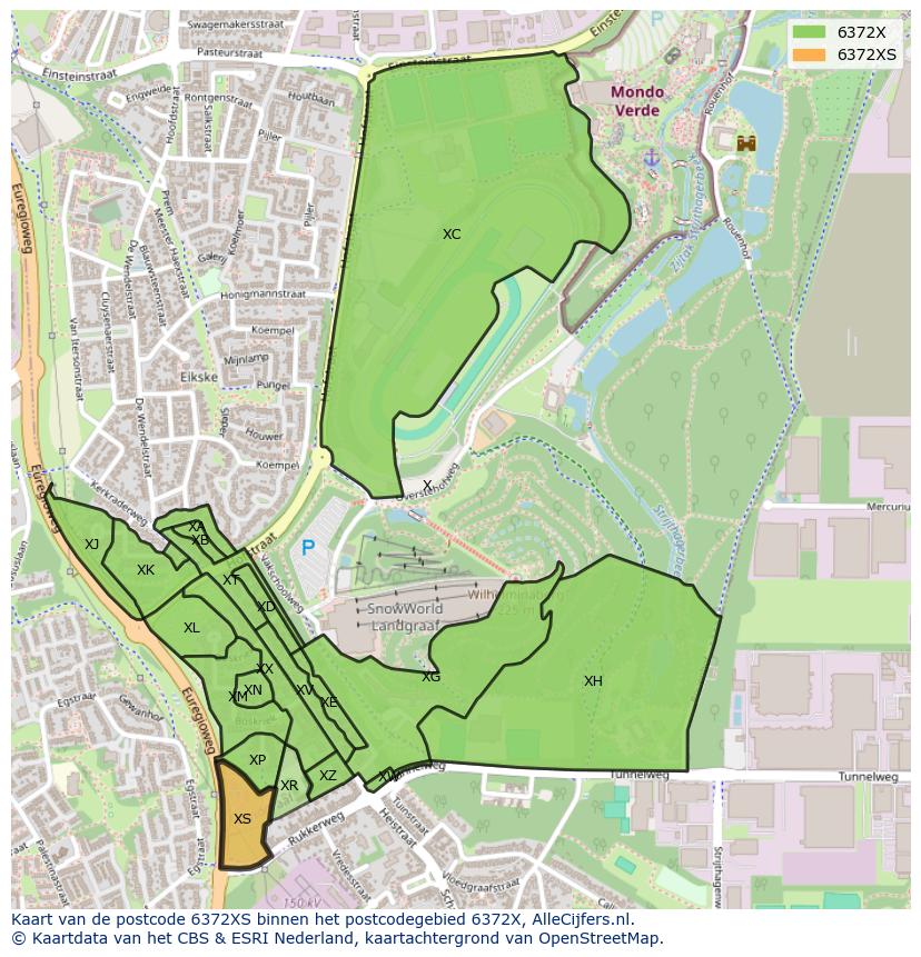 Afbeelding van het postcodegebied 6372 XS op de kaart.