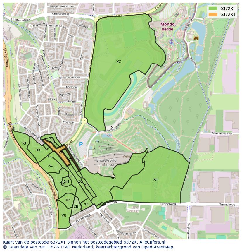 Afbeelding van het postcodegebied 6372 XT op de kaart.