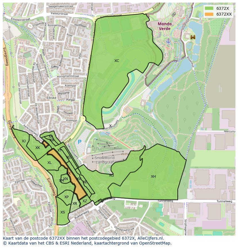 Afbeelding van het postcodegebied 6372 XX op de kaart.