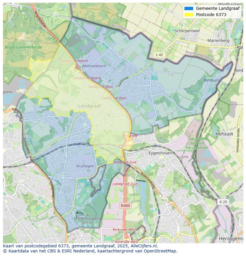 Afbeelding van het postcodegebied 6373 op de kaart.