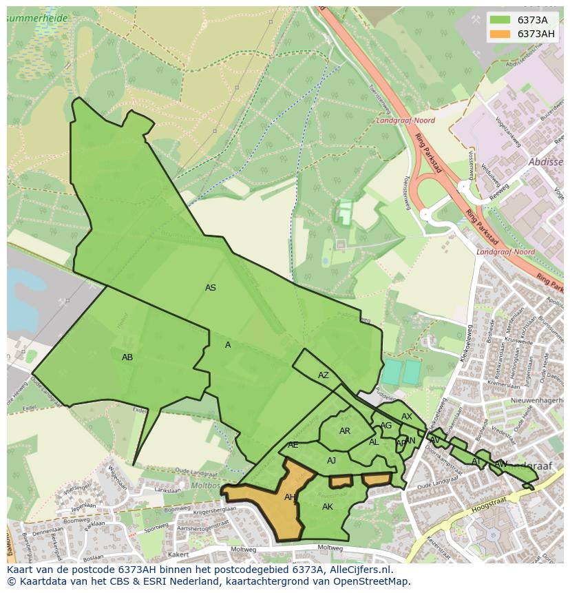 Afbeelding van het postcodegebied 6373 AH op de kaart.